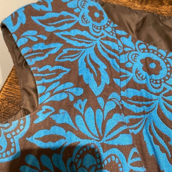 Turquoise and brown sheath dress - Picture 7 of 9